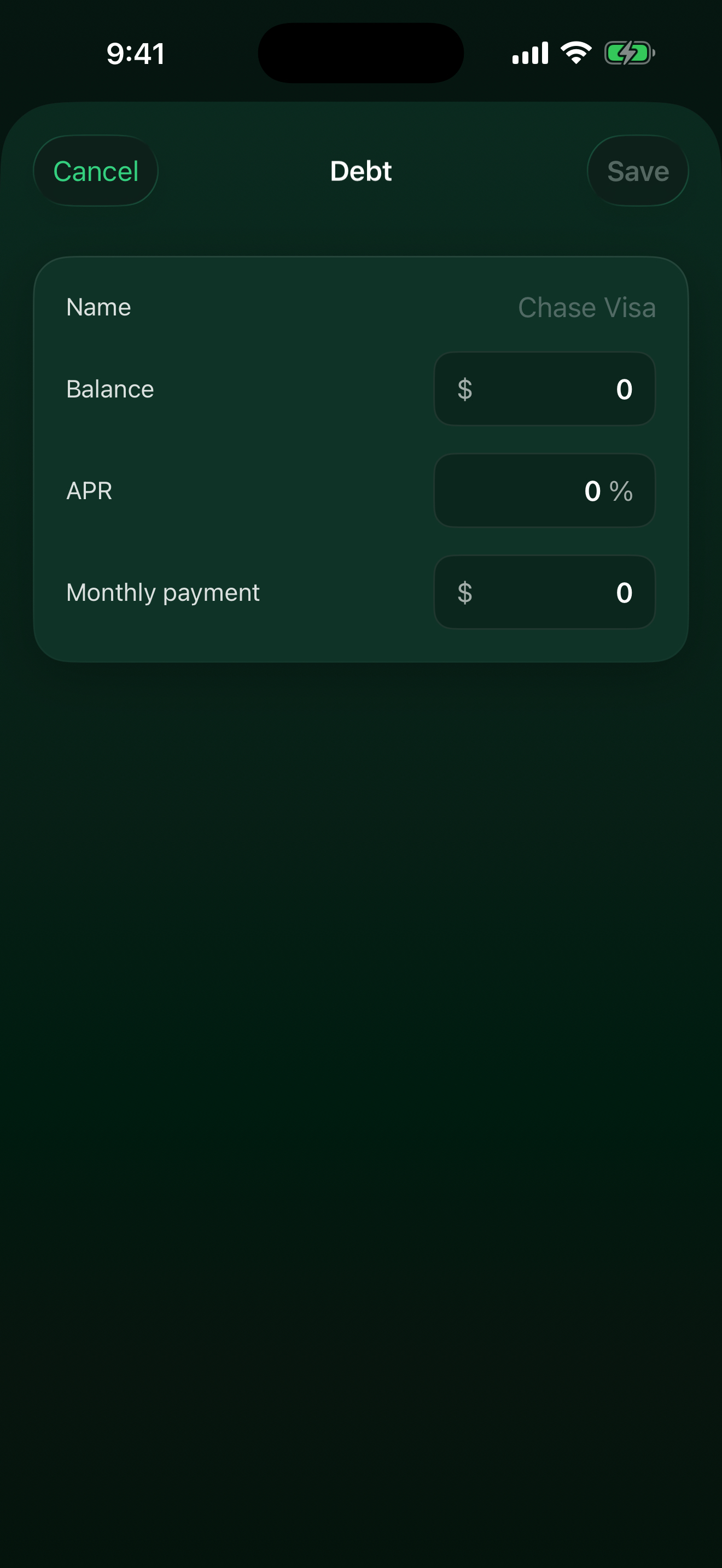 Debt-Free app screen 3