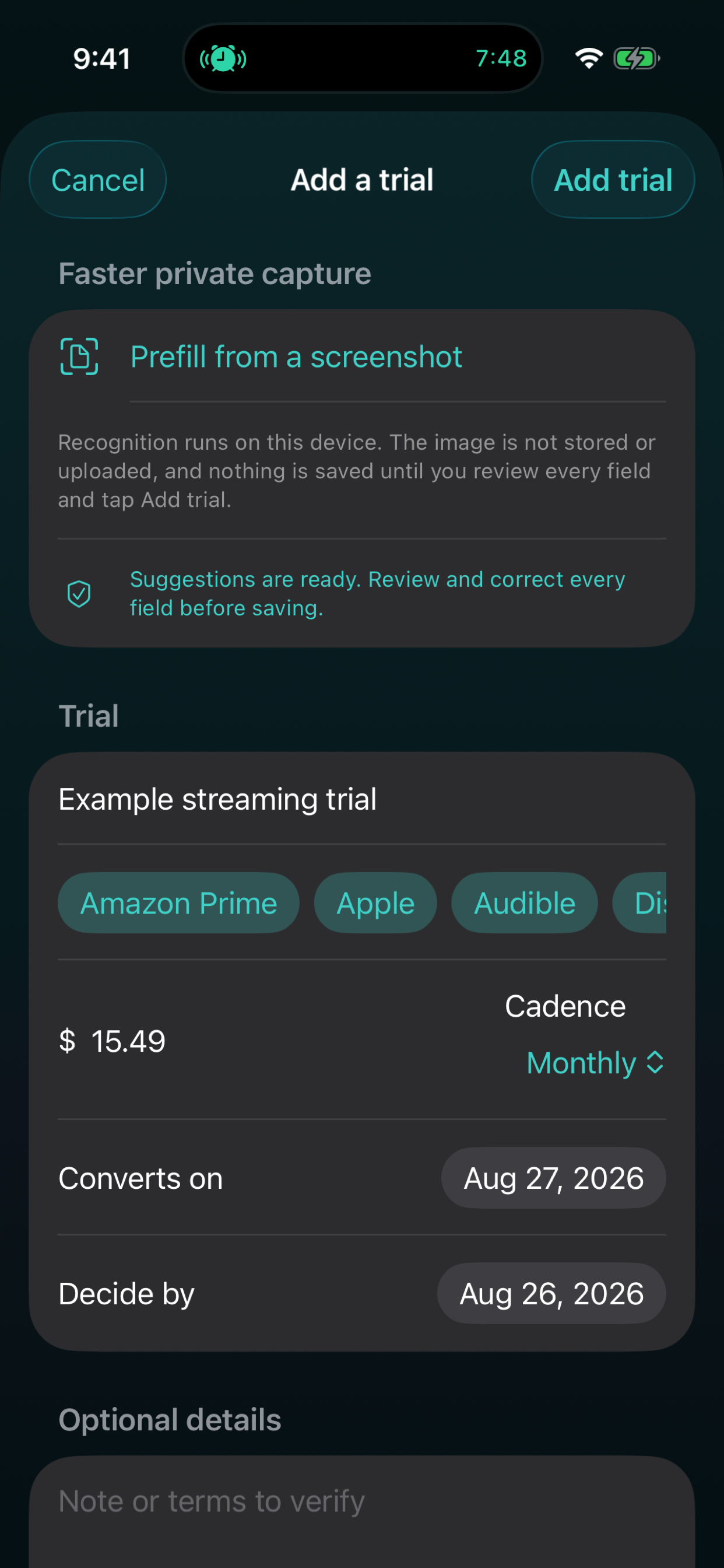 Trial Guard app screen 3